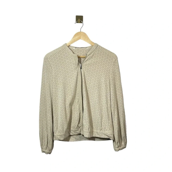 Zara Trafaluc Women’s Suede Textured Full Zip Bomber Jacket in Tan Size S - Picture 1 of 9